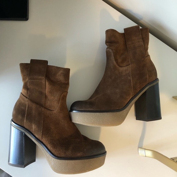 Brown Suede Heeled Boot--Tronchetto Con Tacco E Plateau - Picture 5 of 7